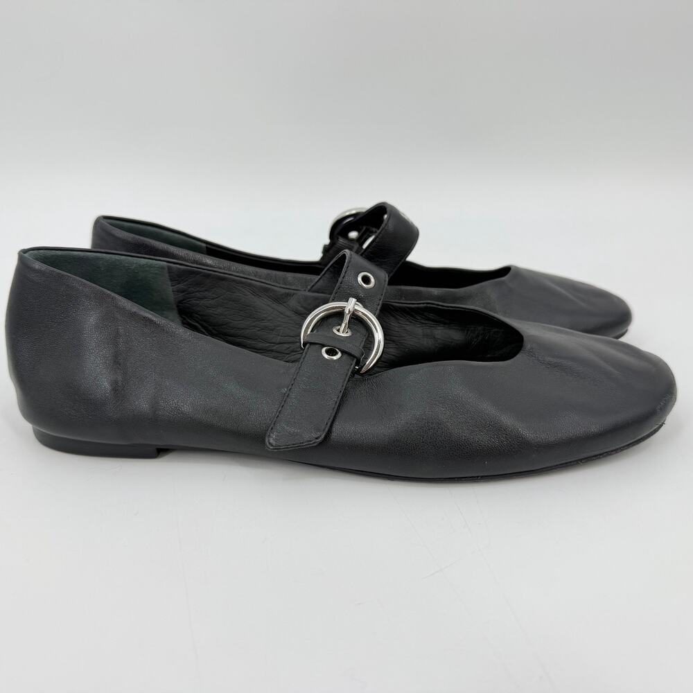 Reformation | Bethany Flats in Black Leather Mary Janes 8 - Picture 6 of 12